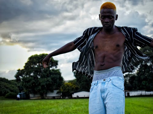 Man with Dyed Hair Posing