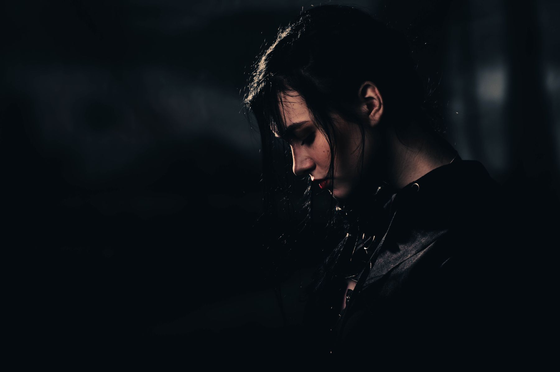 Wren Halloway alone in the dark at Tidewater Cove — photo by Diogo Cacito on Pexels