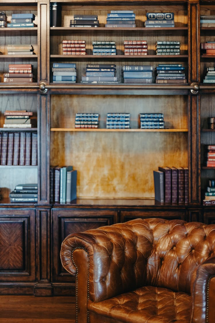 A Bookcase In A Room 