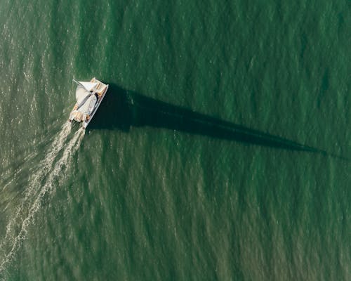 Free Top View of a Sailboat  Stock Photo
