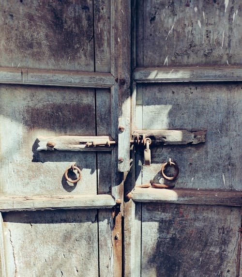 Lock on Vintage, Wooden Door
