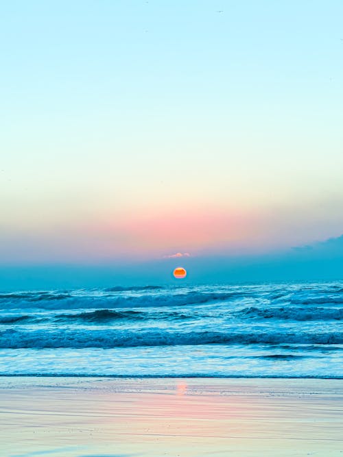 サンセットビーチ, ビーチの夕日, ビーチの波の無料の写真素材