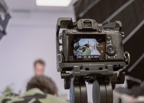 Close-up of the Viewfinder of a Camera on a Tripod 