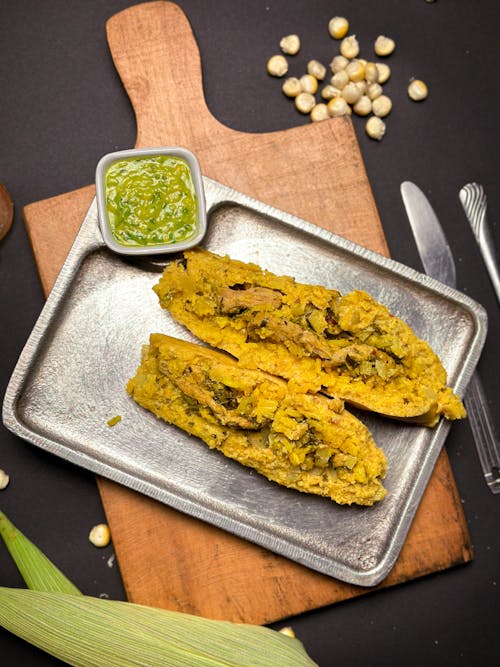 A Baked Dish on a Metal Tray 