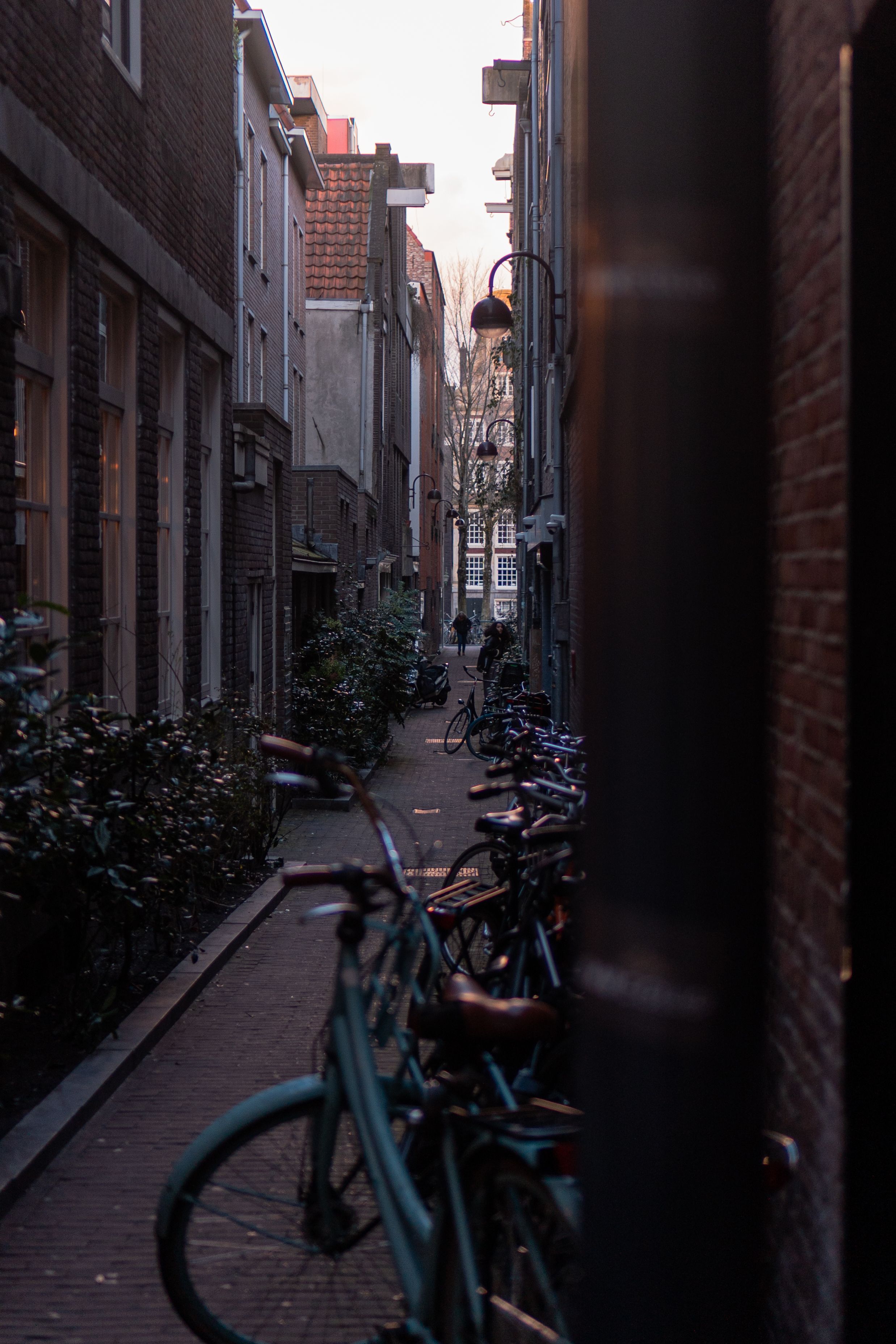 A Narrow Alley with Bicycles between Buildings · Free Stock Photo