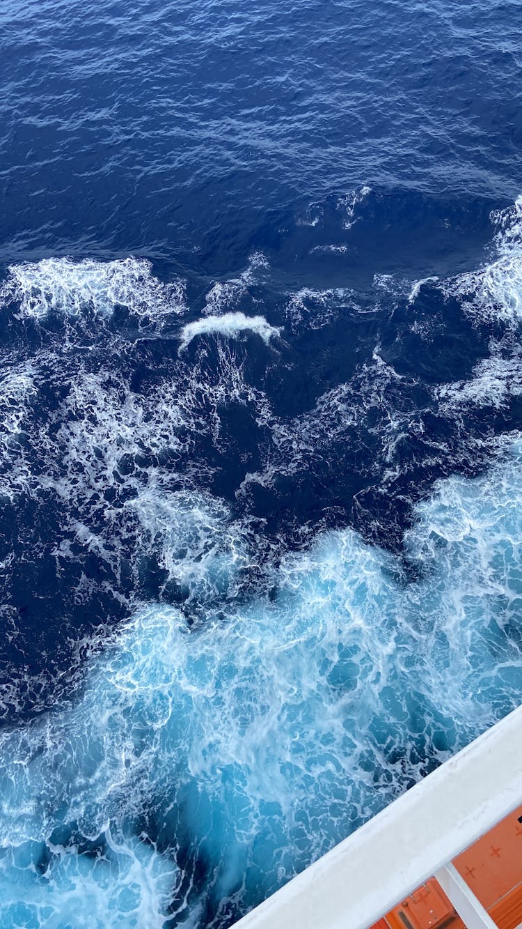 Waves Crashing Onto Ship Seen From Deck