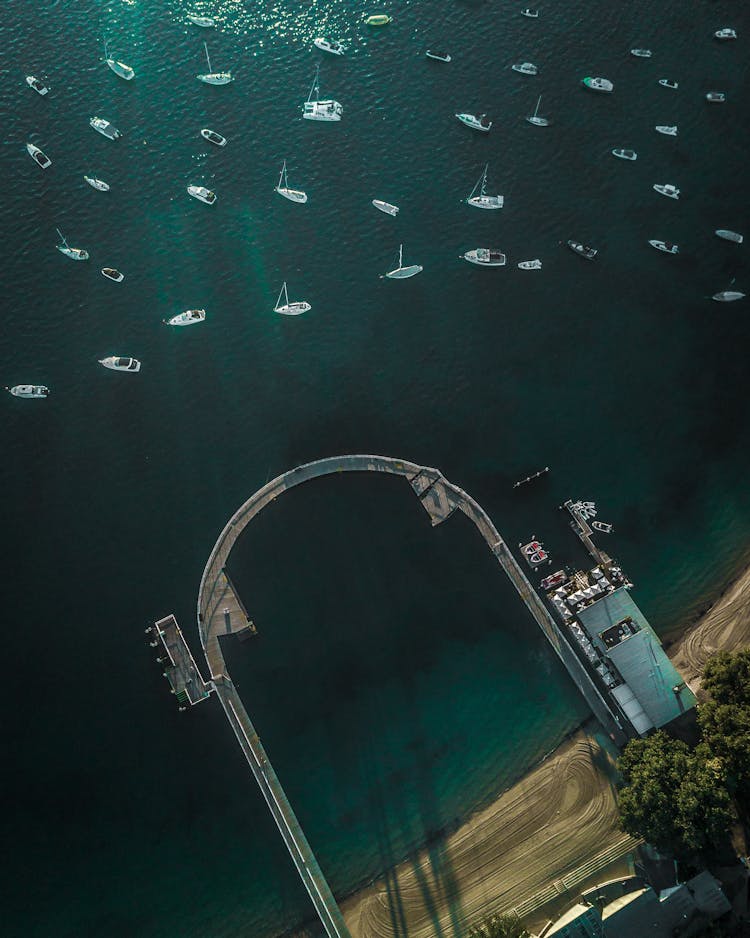 Top View Photo Of Boats On Ocean