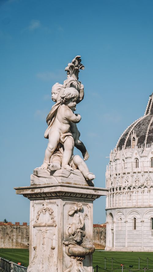 Free Renaissance marble sculpture at the Pisa Cathedral in Tuscany, Italy. Stock Photo
