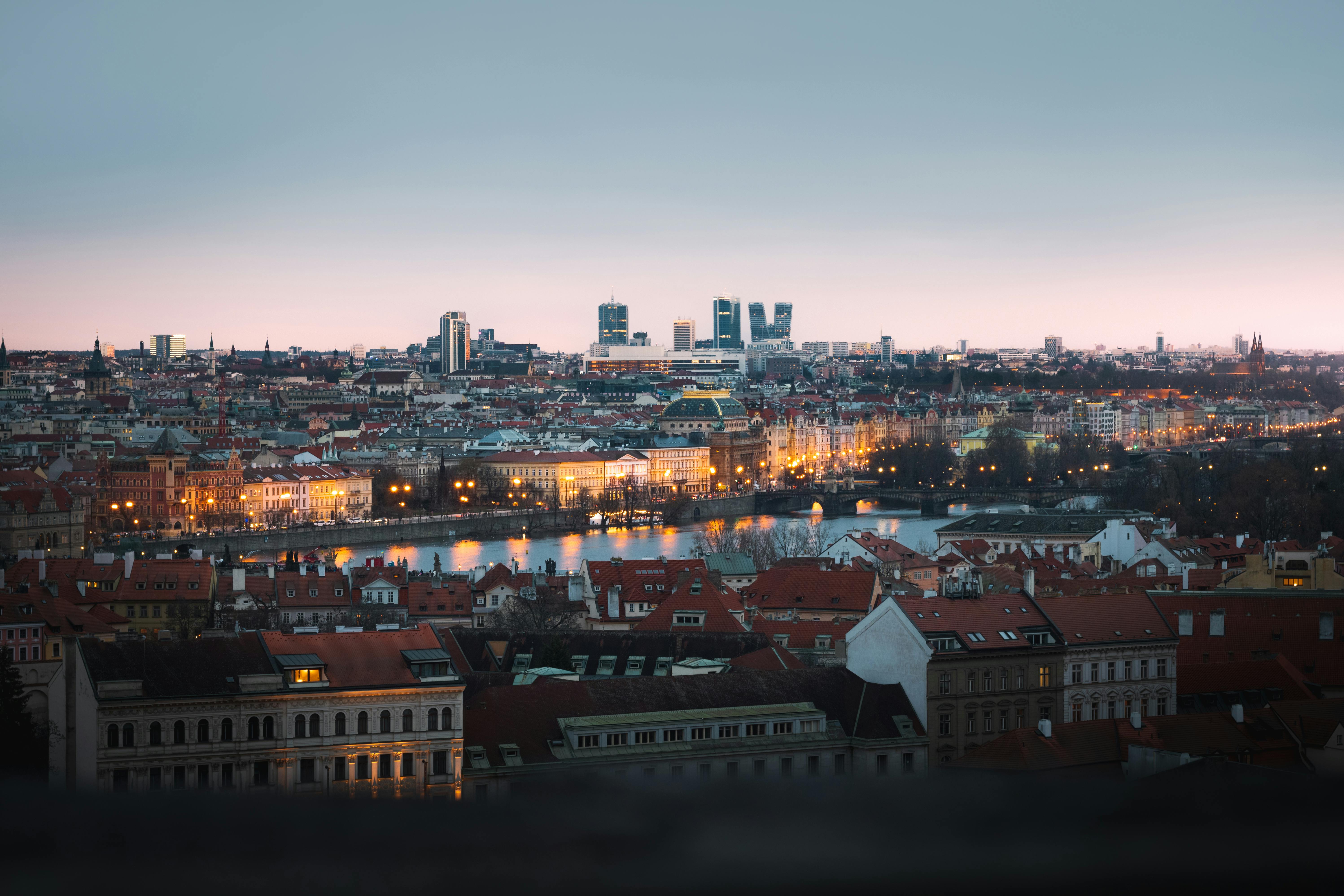 prague cityscape from the top of a hill