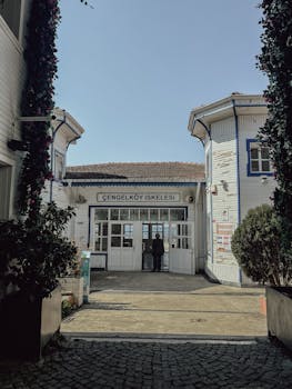 Charming view of the Çengelköy Pier entrance in Istanbul, captured on a sunny day.