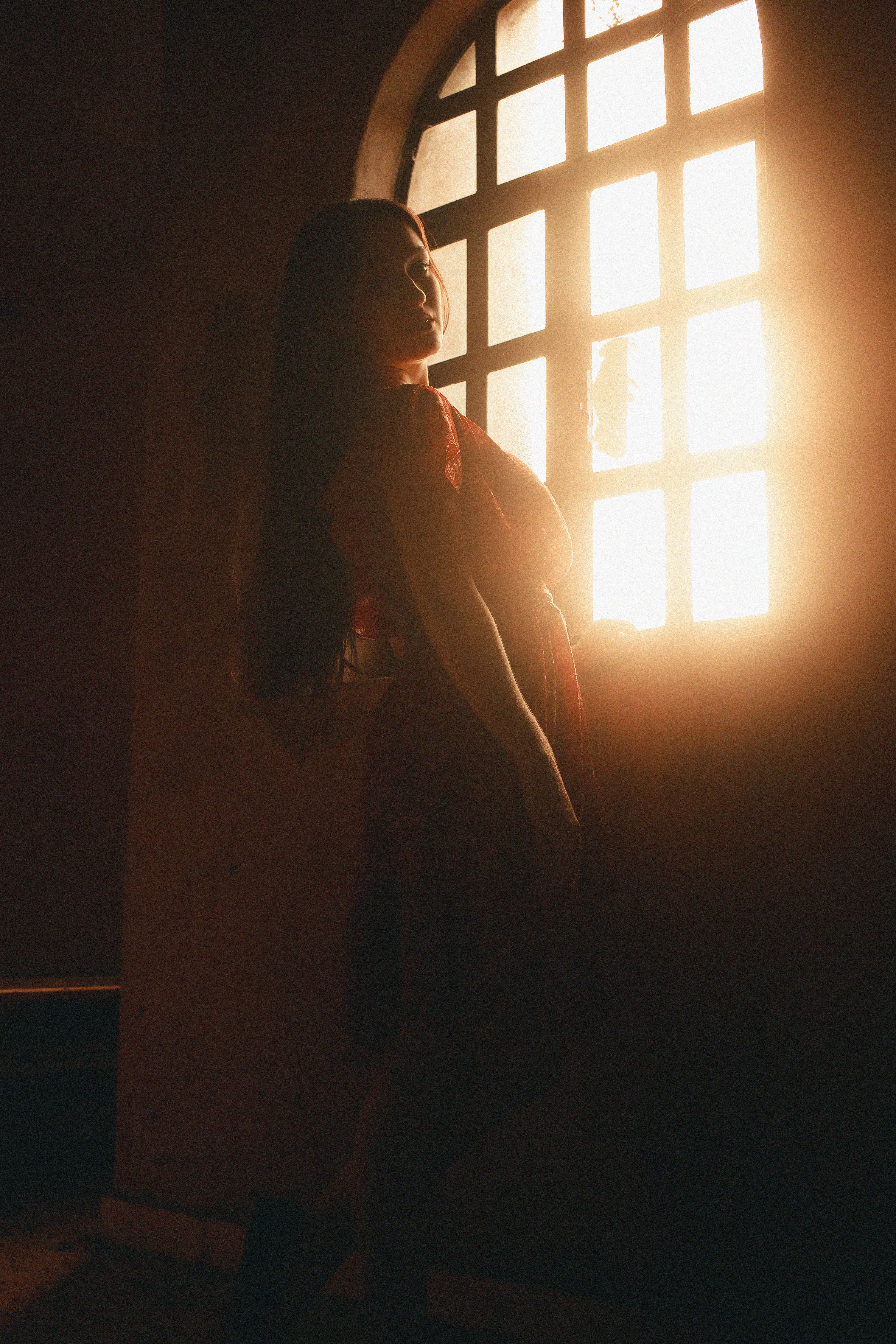 Silhouette of a Woman Standing on the Threshold · Free Stock Photo
