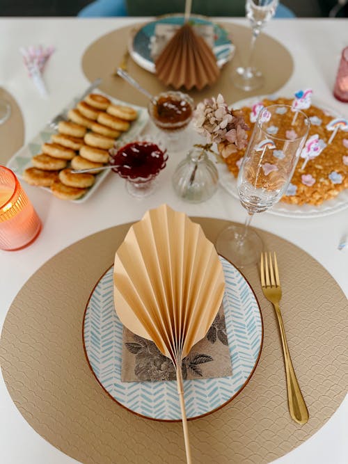 Free Photo of a Table Setting with Desserts  Stock Photo