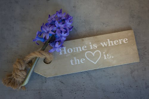 Home Is Where the Heart Is Quote Decor With Lavender