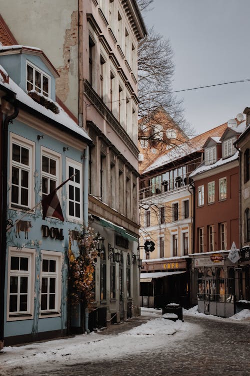 Empty Town Street in Winter 