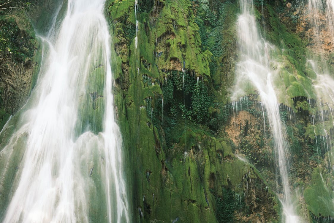 Rock Formation with Waterfall