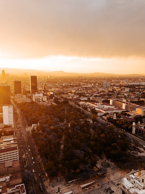 Mexico City Aerial View at Sunset