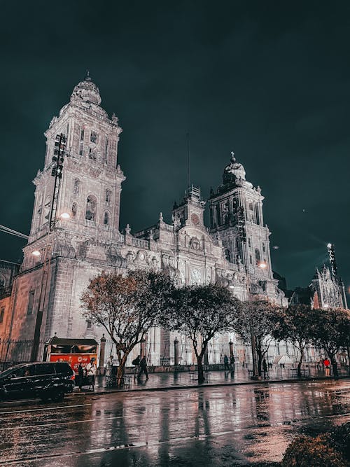 Metropolitan Cathedral in Mexico City by Night