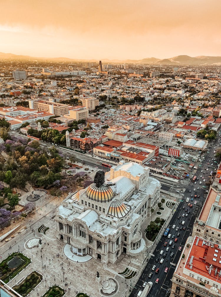 Aerial View Of Palacio De Bellas Artes In Mexico City