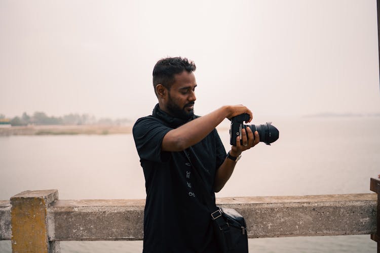 Man Taking A Outdoors Photo