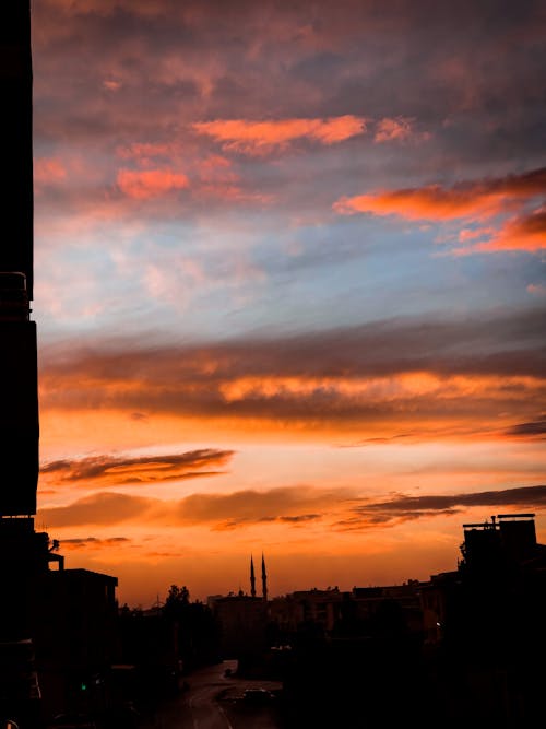 垂直拍攝, 城市, 日落 的 免費圖庫相片