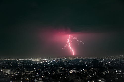 A Thunderstorm over the City at Night 