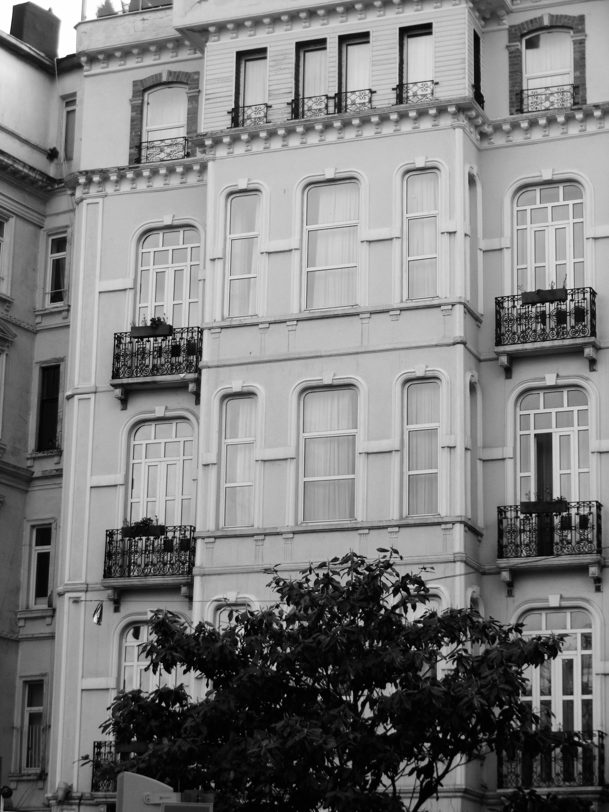 Street at golden hour highlighting warm tones on old brick