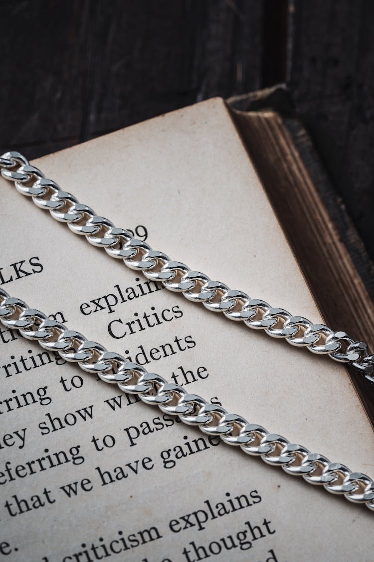 Silver Chain On Book Page