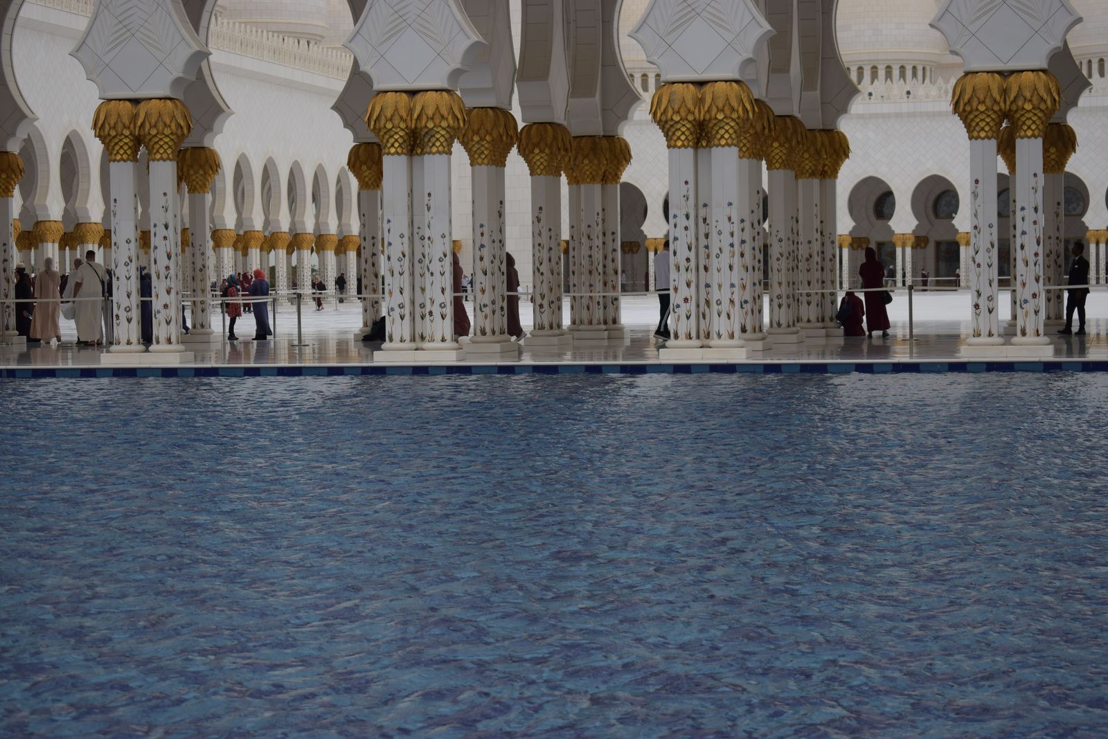 The Grand Mosque courtyard in Abu Dhabi, about 90 minutes from Dubai