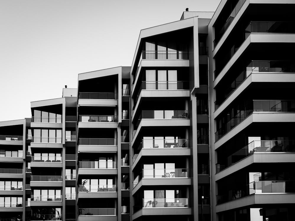 Facade Of Modern Residential Buildings In City Free Stock Photo facade-of-modern-residential-buildings-in-city-free-stock-photo