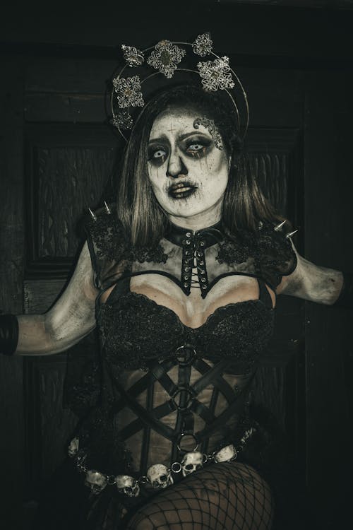 Woman Wearing Spooky Makeup