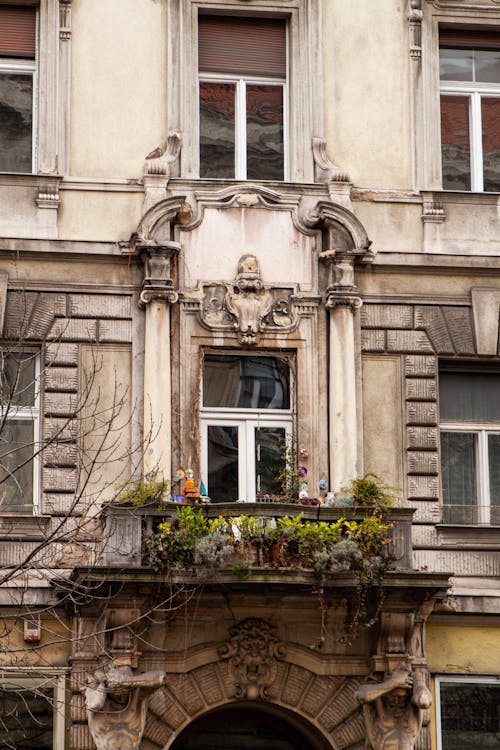 Facade of an Old Building with Architectural Details 