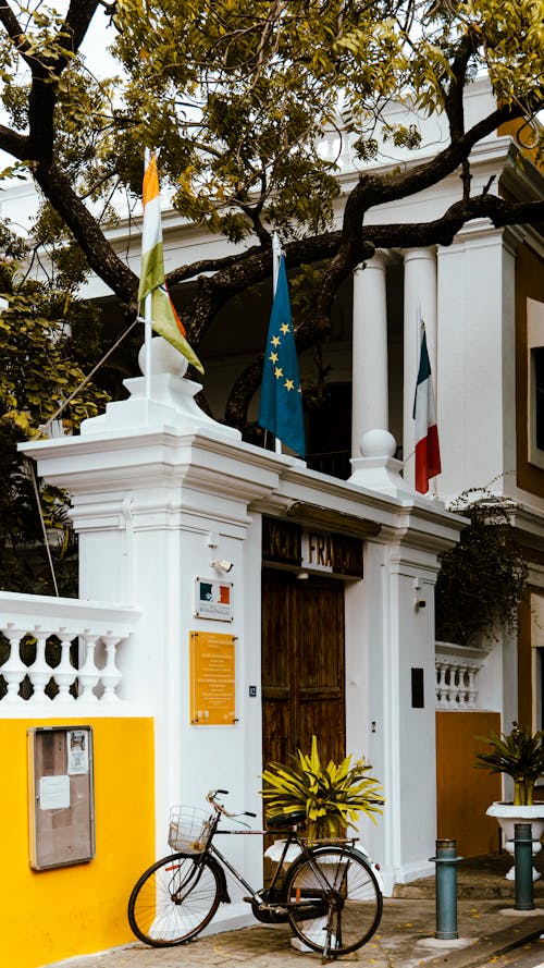 Gate to the International French School in Pondicherry, Puducherry, India