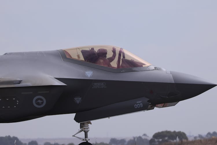 Pilot Sitting In A F 35 Lightning II Of The Royal Australian Air Force