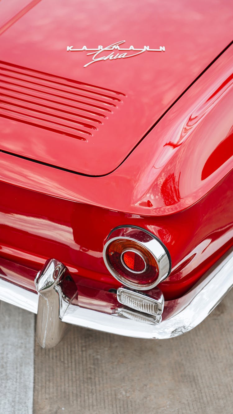 Rear Of A Red Volkswagen Karmann Ghia Type 34