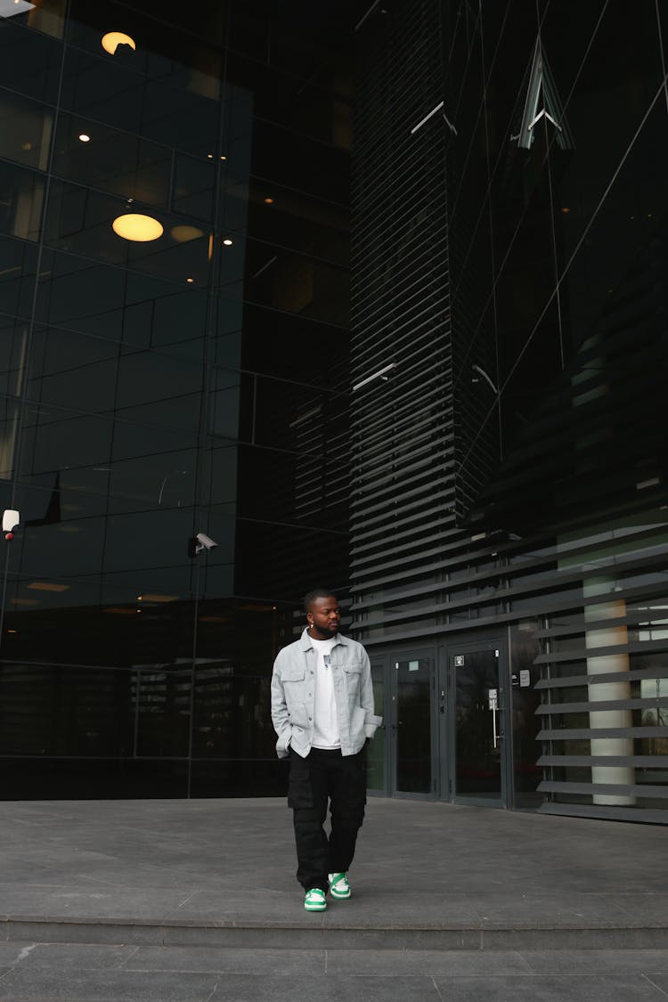 Man In Street Wear Walking Outdoors