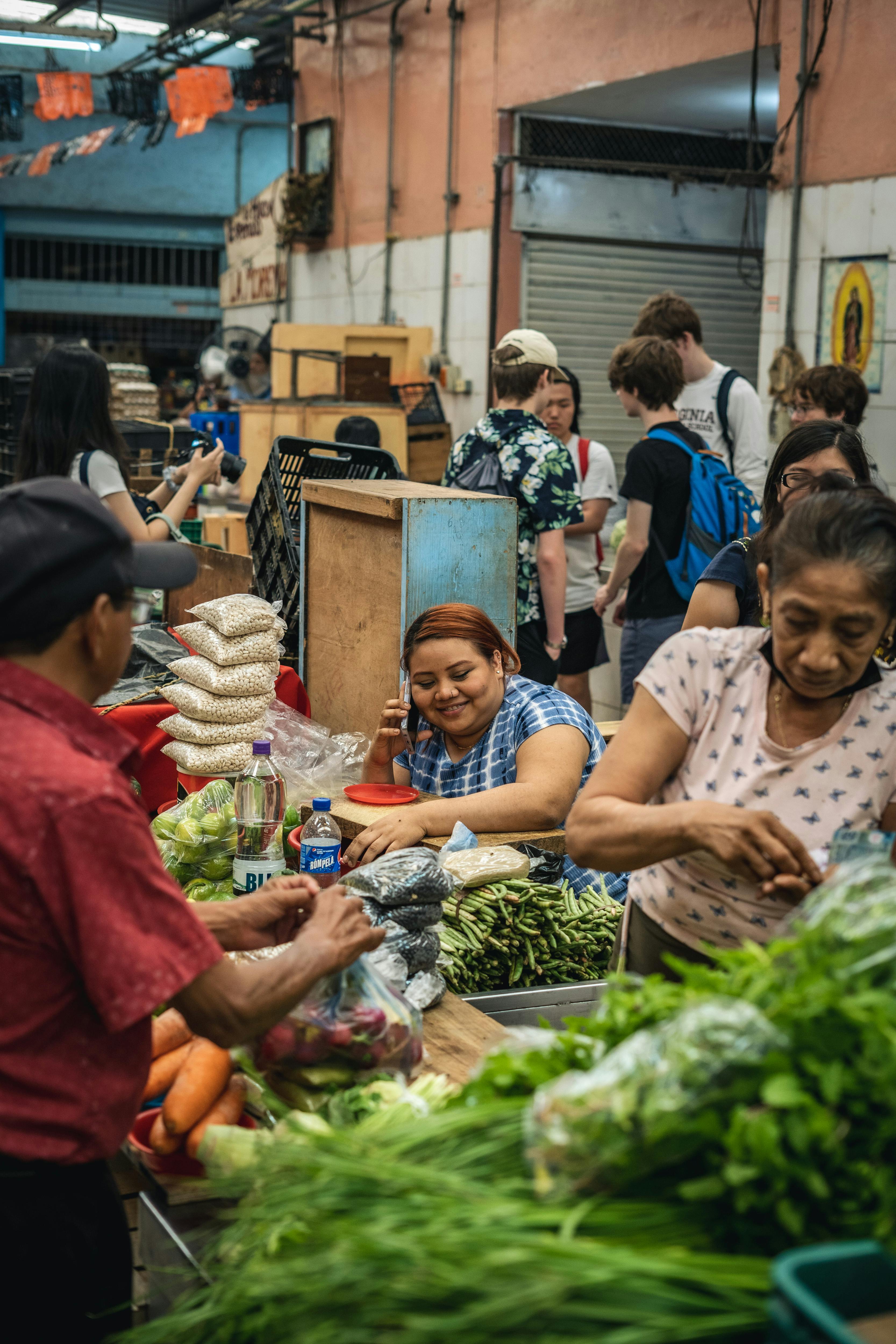 people buying fresh food on the market