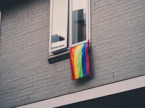 Rainbow Flag Hanging from the Window