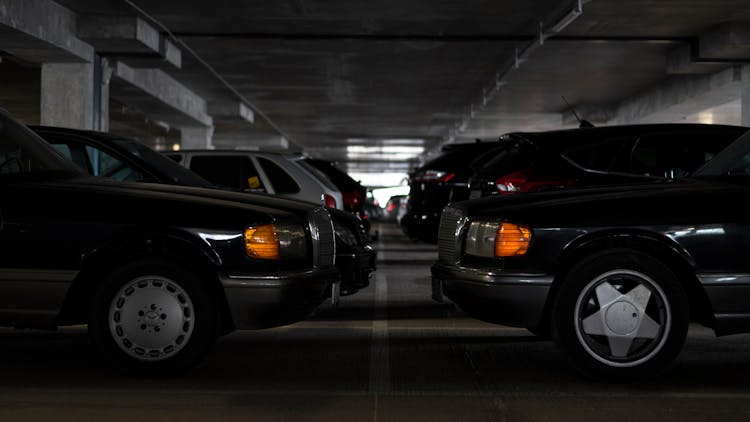 Vintage Mercedes Cars On Parking Lot