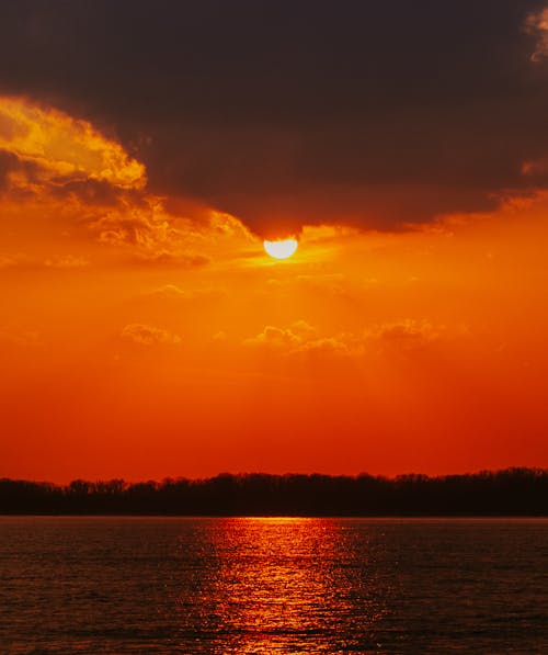 Setting Sun over the Sea Coast