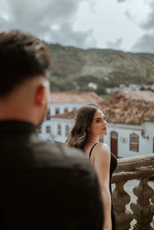 Pretty Brunette Looking over the Shoulder