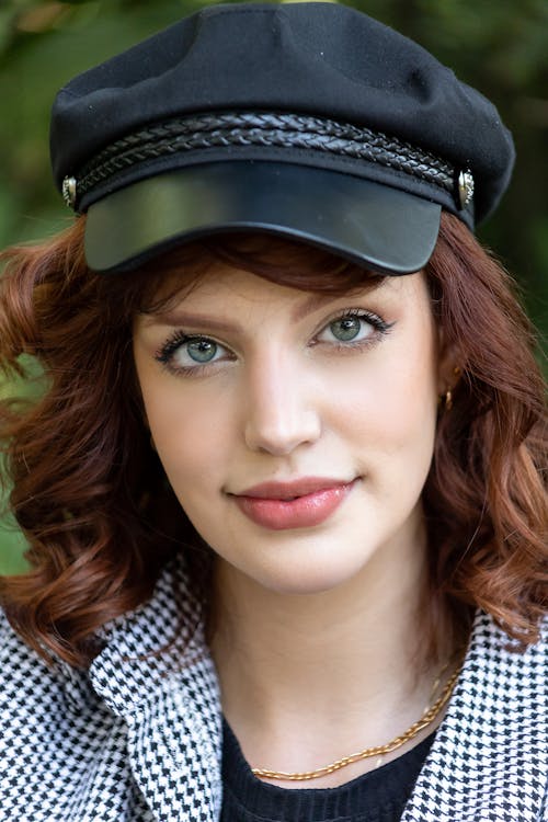 Portrait of Beautiful Woman Wearing Hat