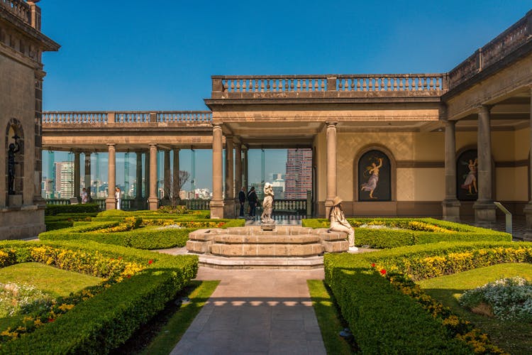 Garden And A Fountain In A Castle 