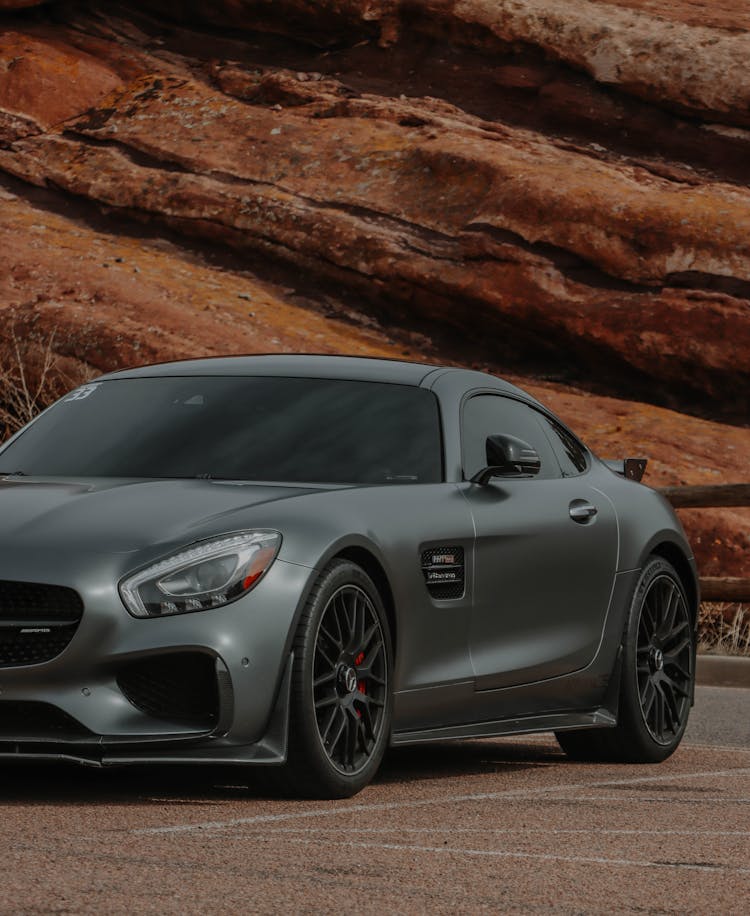 Silver Mercedes AMG GT