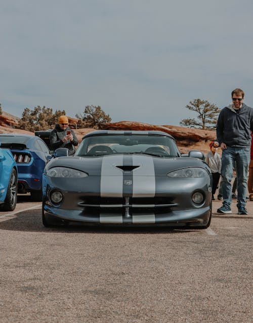 A Dodge Viper on a Parking Lot at a Car Meet 