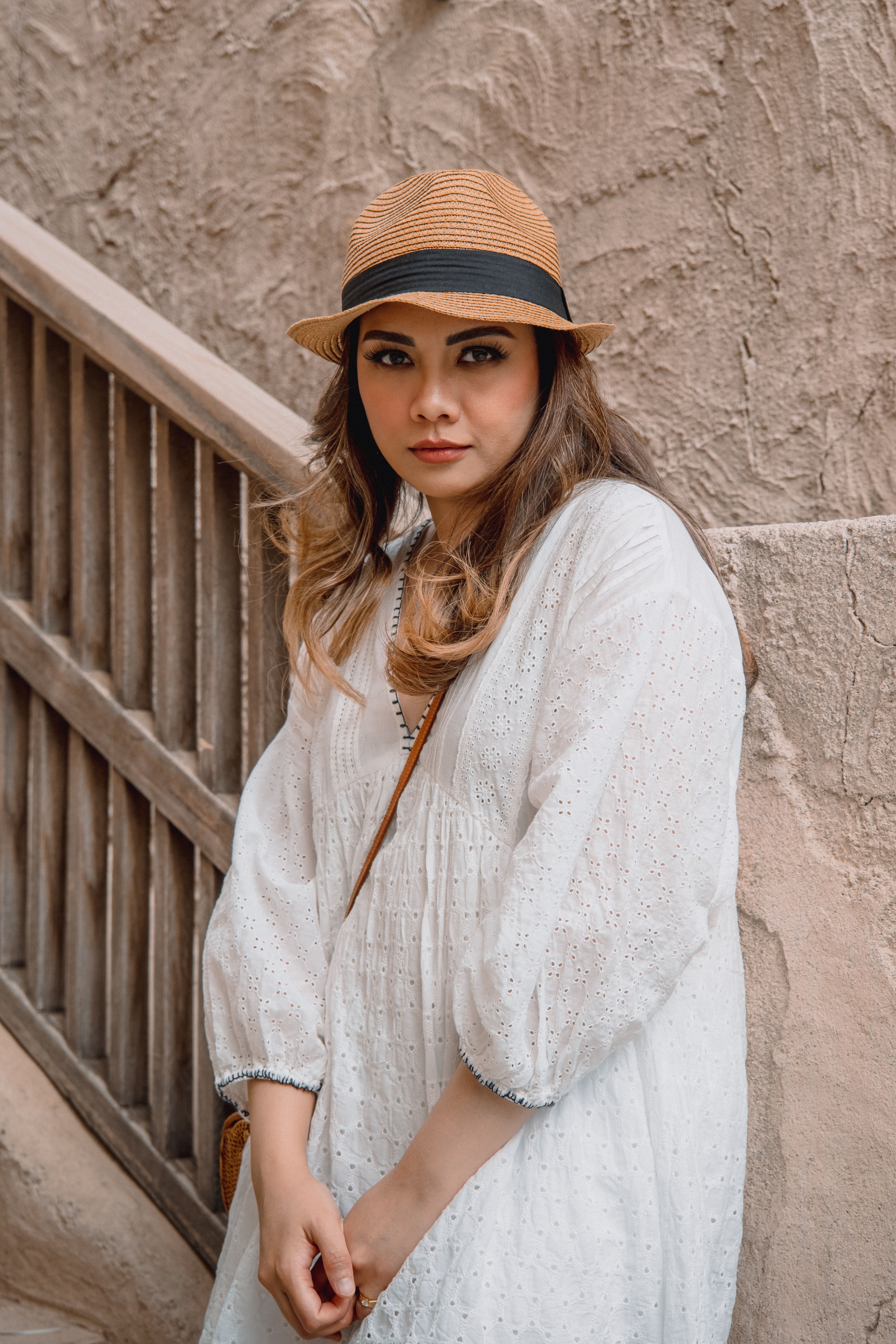 Woman Posing in Summer Dress and Straw Hat · Free Stock Photo