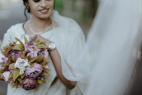 결혼 사진, 꽃, 베일의 무료 스톡 사진