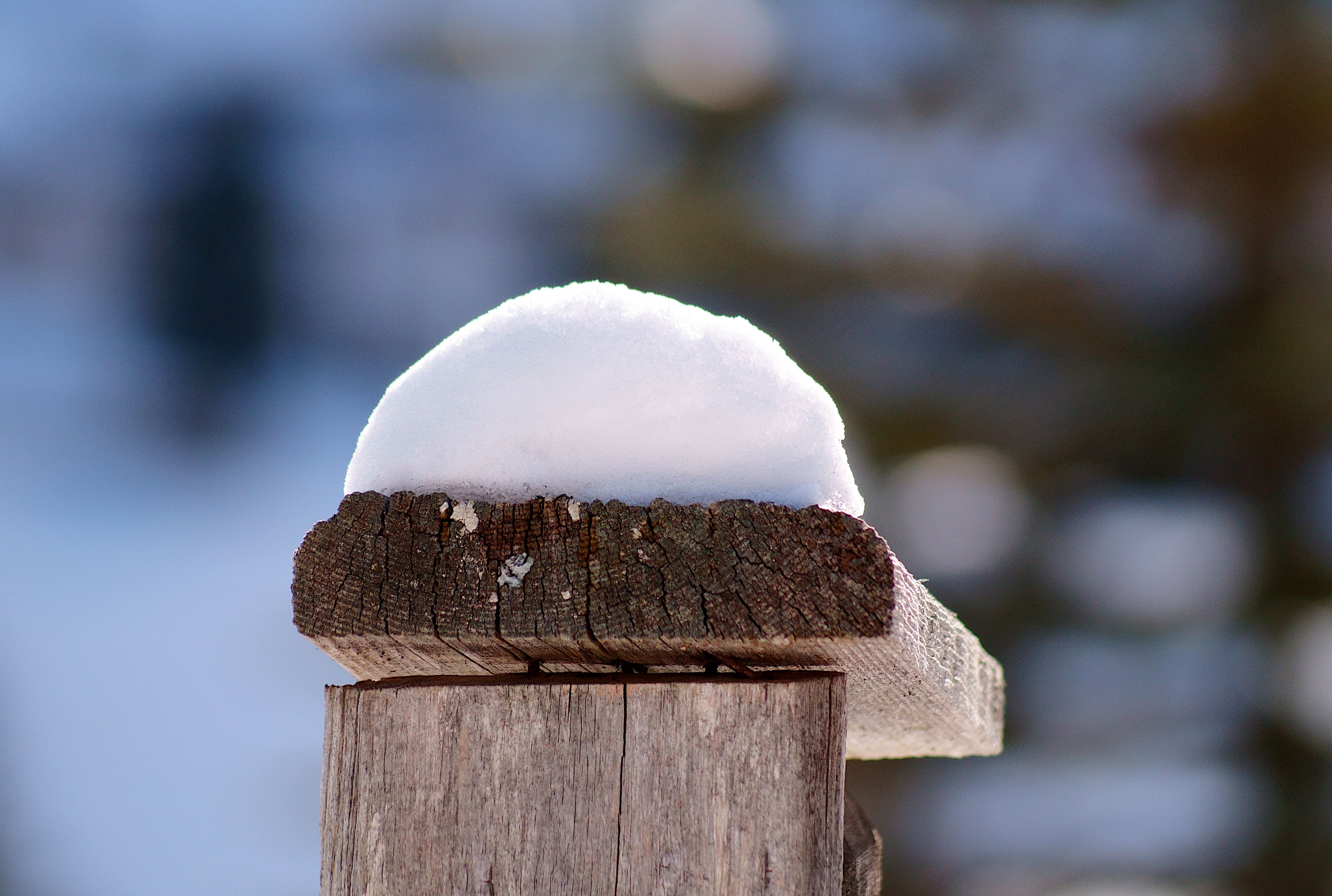 Close-up of Snow on Top of a Wooden Fence · Free Stock Photo