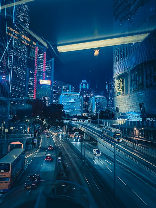 büyük şehir, gece şehir, Hong Kong içeren Ücretsiz stok fotoğraf