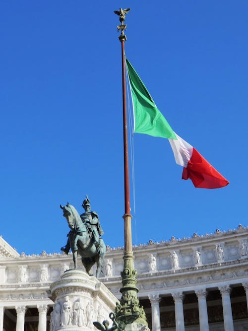 Victor Emmanuel II Monument and the Italian Flag, Rome, Italy 