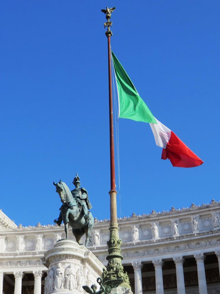 Victor Emmanuel II Monument And The Italian Flag, Rome, Italy 